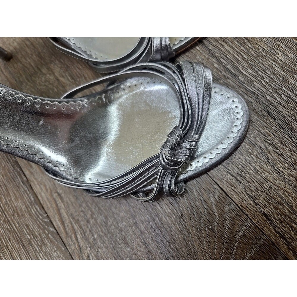 CHANEL Silver Metallic Knotted Strap Heels - Picture 2 of 15